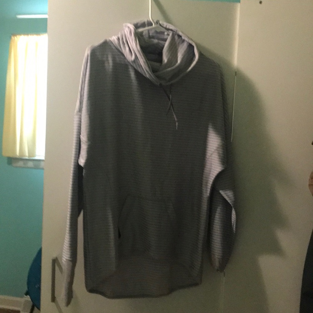 Purple and white striped sweatshirt